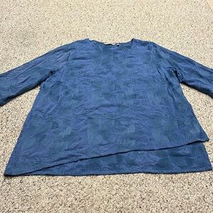 Soft Surroundings Cecile Tunic Women's Asymmetrical Hem Floral Embroidered Sz 1X